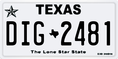 TX license plate DIG2481