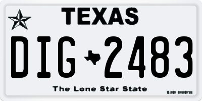 TX license plate DIG2483