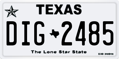 TX license plate DIG2485
