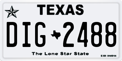TX license plate DIG2488