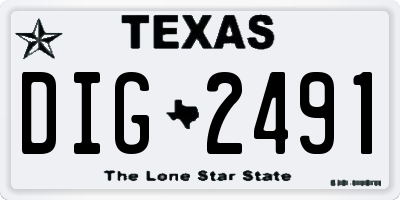 TX license plate DIG2491