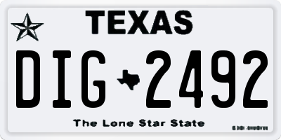 TX license plate DIG2492