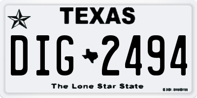 TX license plate DIG2494