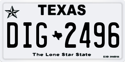 TX license plate DIG2496