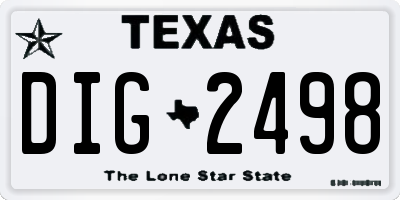 TX license plate DIG2498