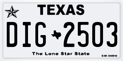 TX license plate DIG2503