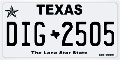 TX license plate DIG2505