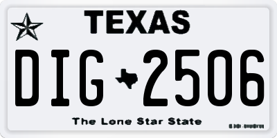 TX license plate DIG2506