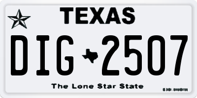 TX license plate DIG2507