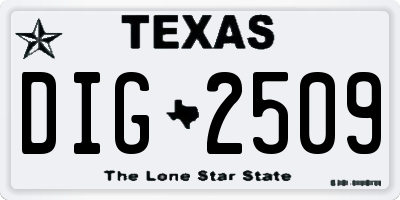 TX license plate DIG2509
