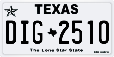TX license plate DIG2510