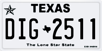 TX license plate DIG2511