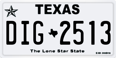 TX license plate DIG2513