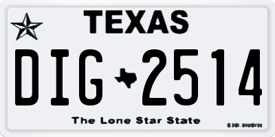 TX license plate DIG2514