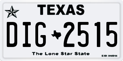 TX license plate DIG2515
