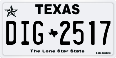 TX license plate DIG2517