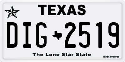 TX license plate DIG2519
