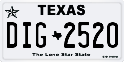 TX license plate DIG2520