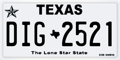 TX license plate DIG2521