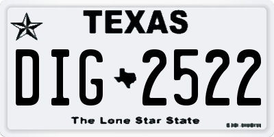 TX license plate DIG2522