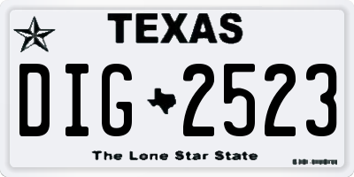 TX license plate DIG2523