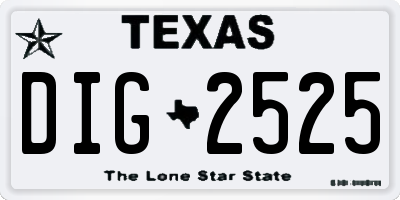 TX license plate DIG2525