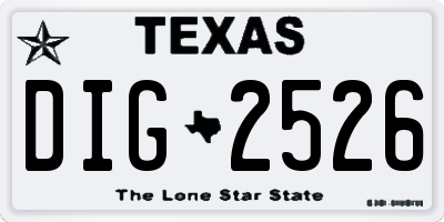 TX license plate DIG2526