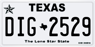 TX license plate DIG2529