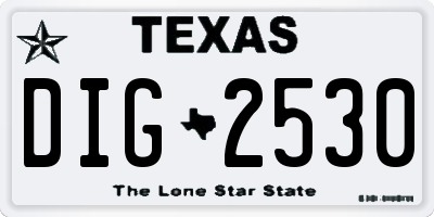 TX license plate DIG2530