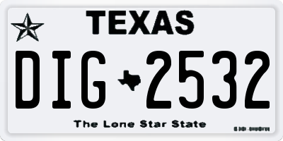 TX license plate DIG2532