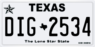 TX license plate DIG2534