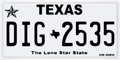 TX license plate DIG2535