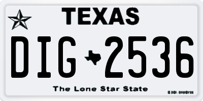 TX license plate DIG2536