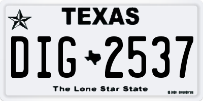 TX license plate DIG2537