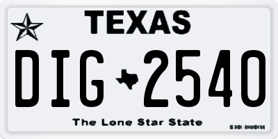 TX license plate DIG2540