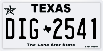 TX license plate DIG2541