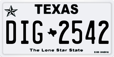 TX license plate DIG2542