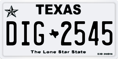 TX license plate DIG2545