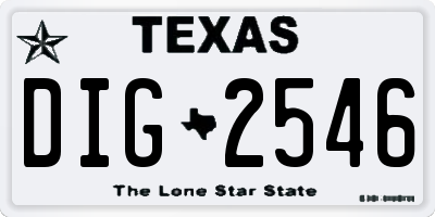 TX license plate DIG2546