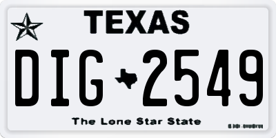 TX license plate DIG2549