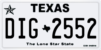 TX license plate DIG2552