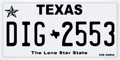 TX license plate DIG2553