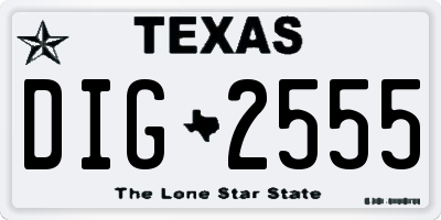 TX license plate DIG2555