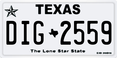 TX license plate DIG2559