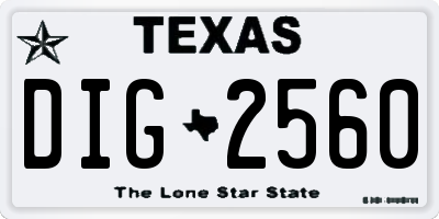 TX license plate DIG2560
