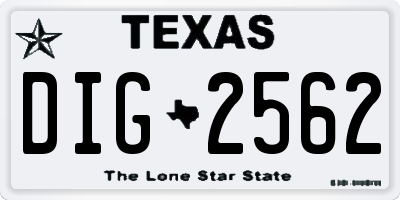 TX license plate DIG2562