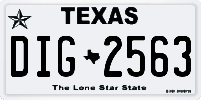 TX license plate DIG2563