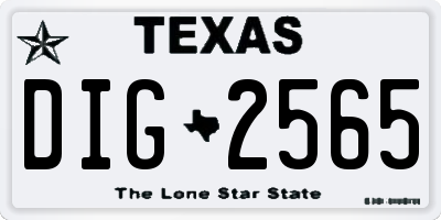 TX license plate DIG2565