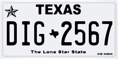 TX license plate DIG2567