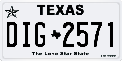 TX license plate DIG2571
